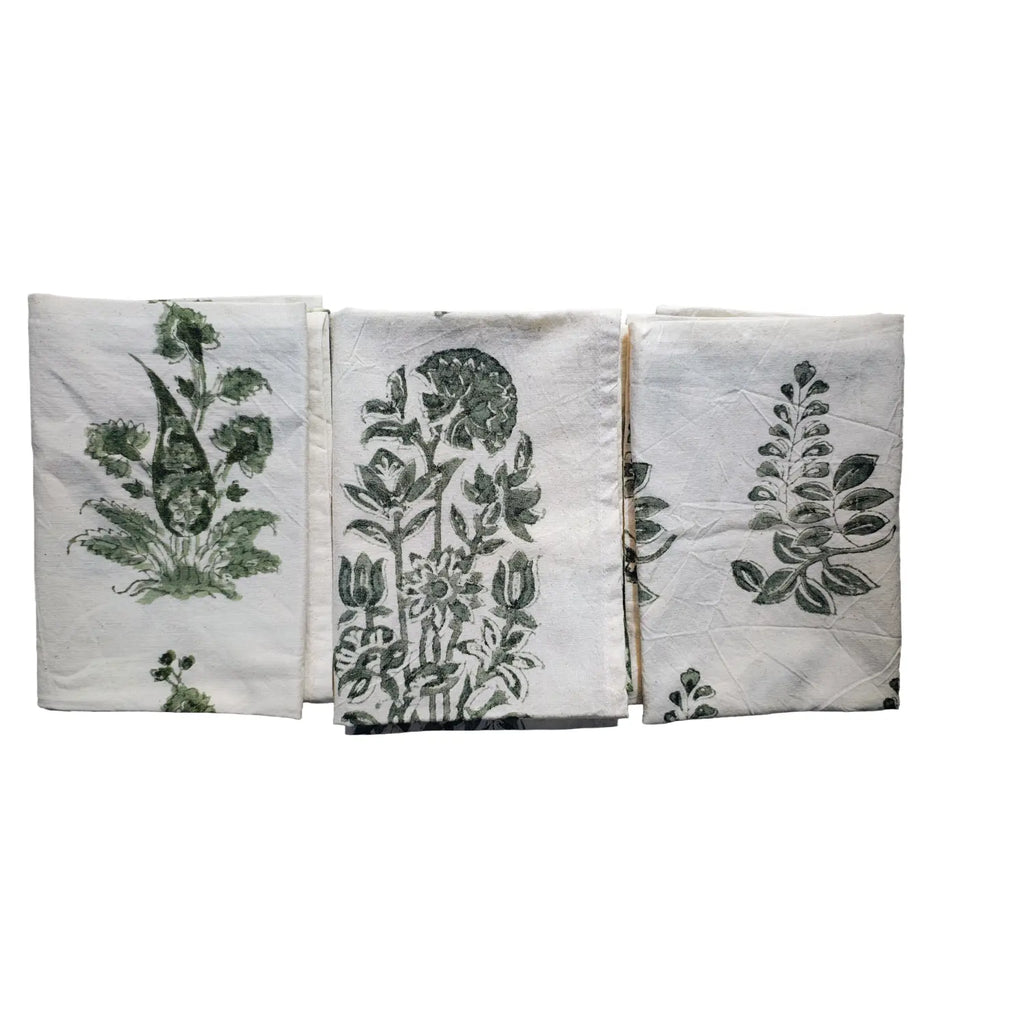 Handblock Floral Printed Kalamkari Hand towels Set of 3