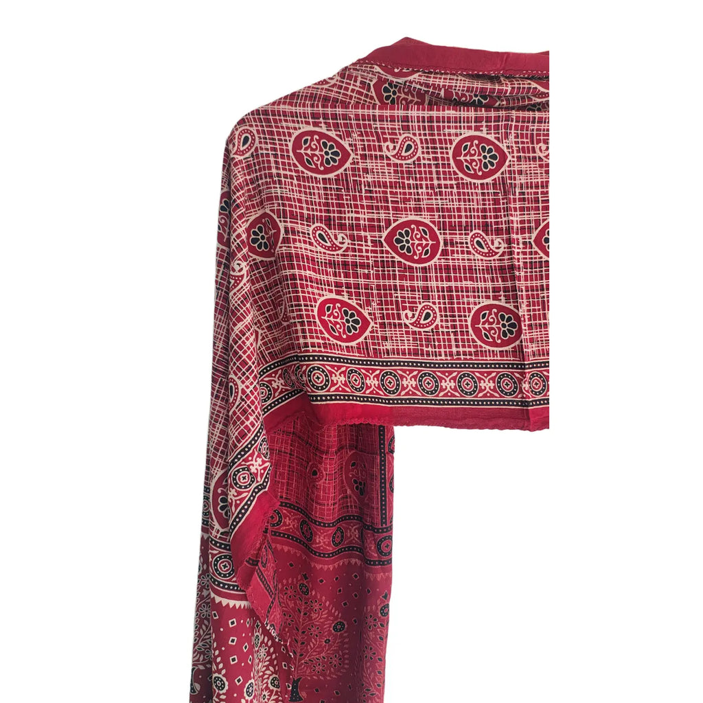 Ajrakh Printed Cotton Stole for Women | Maroon Ethnic Scarf with Tassels | 55x210 cm | Traditional Indian Dupatta