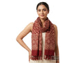 Ajrakh Printed Cotton Stole for Women | Maroon Ethnic Scarf with Tassels | 55x210 cm | Traditional Indian Dupatta