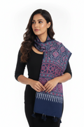 Ajrakh Printed Cotton Stole for Women Ethnic Scarf with Tassels | Traditional Indian Dupatta