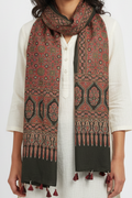 Ajrakh Printed Cotton Stole for Women Ethnic Scarf with Tassels | Traditional Indian Dupatta