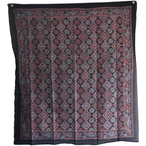 Ajrakh Hand Block Print Brown Color Cotton Scarf | Traditional Geometric Print | 120×105 cm