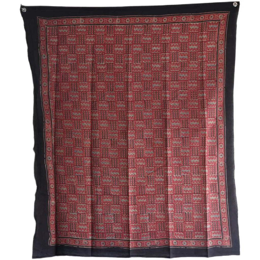 Ajrakh Hand Block Print Maroon Color Cotton Scarf | Traditional Geometric Print | 120×105 cm