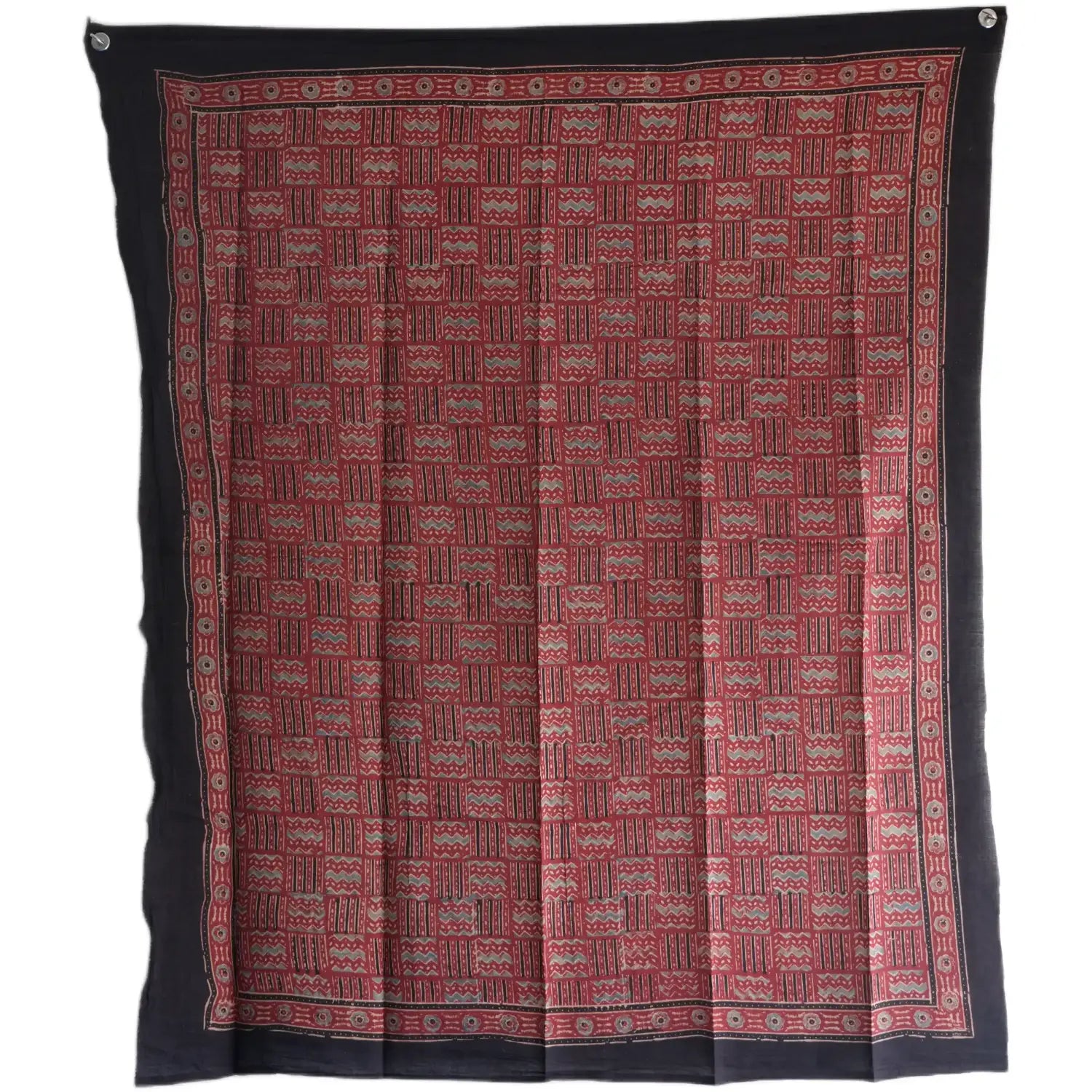Ajrakh Hand Block Print Maroon Color Cotton Scarf | Traditional Geometric Print | 120×105 cm