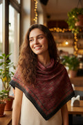 Ajrakh Hand Block Print Maroon Color Cotton Scarf | Traditional Geometric Print | 120×105 cm