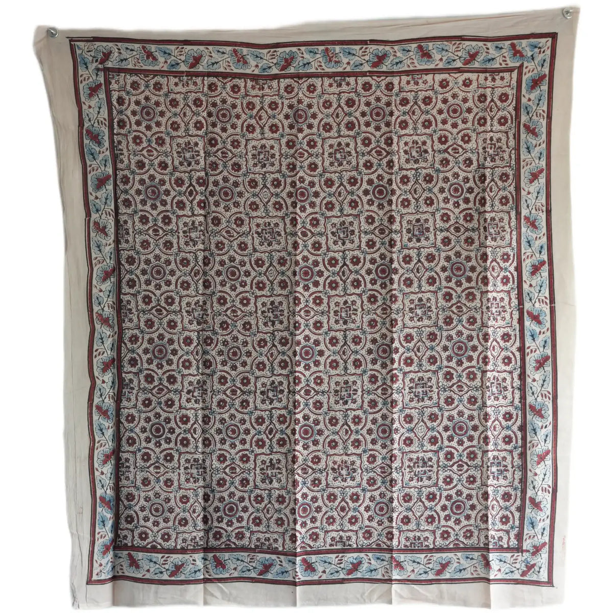 Ajrakh Hand Block Print Beige Color Cotton Scarf | Traditional Geometric Print | 120×105 cm