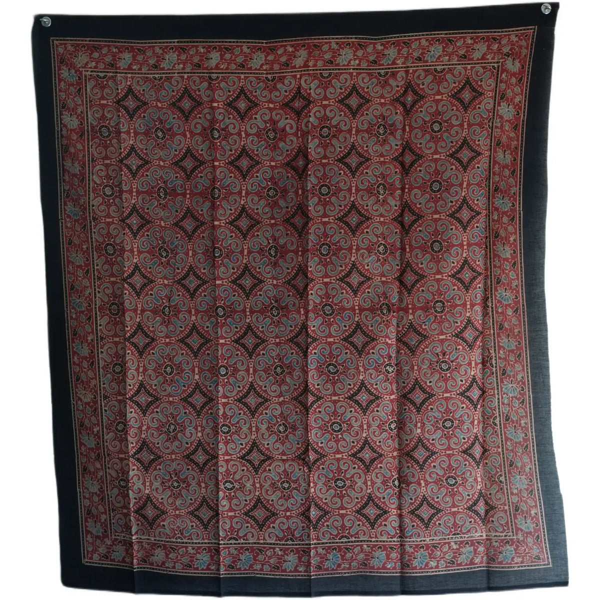 Ajrakh Hand Block Print Maroon Color Cotton Scarf | Traditional Geometric Print | 120×105 cm