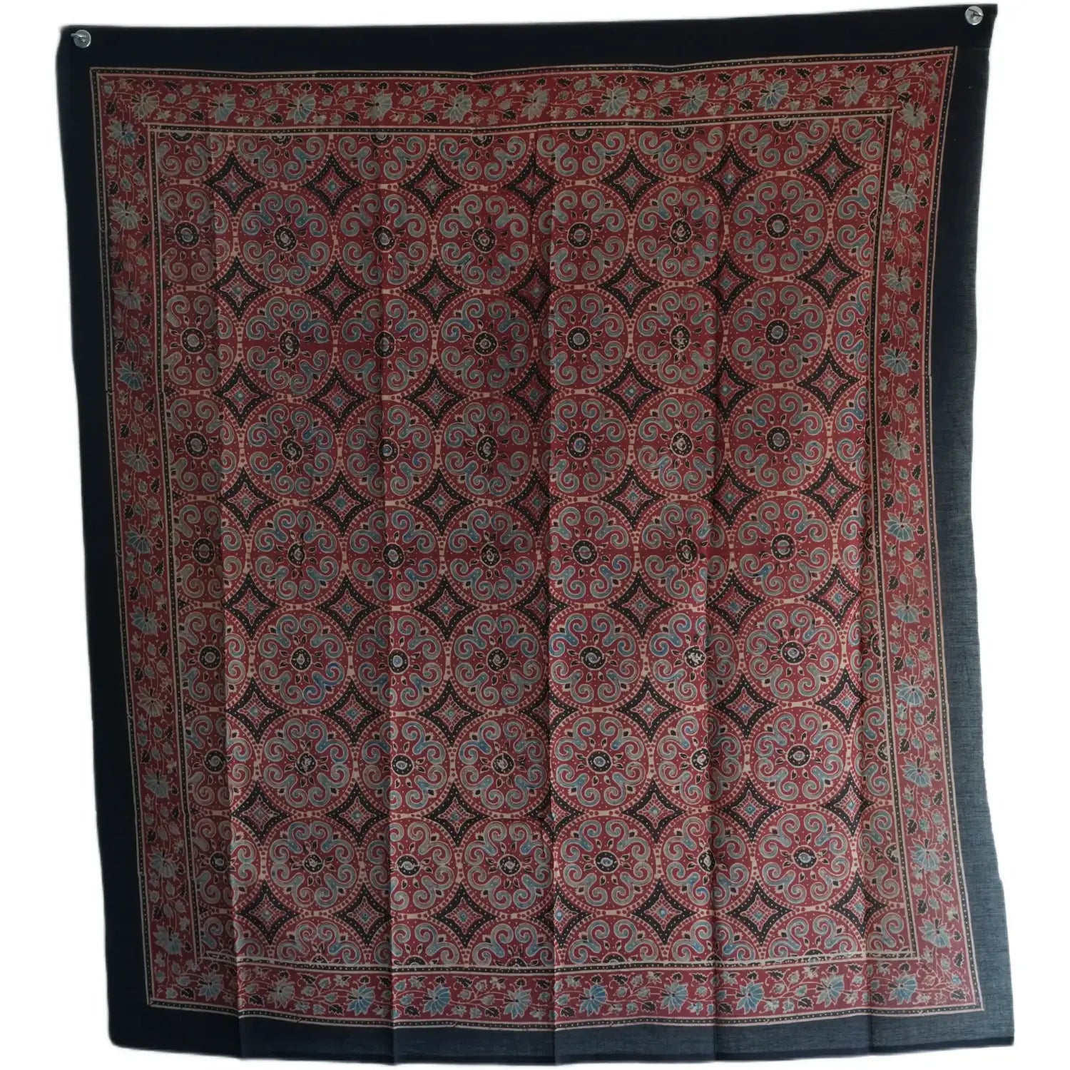 Ajrakh Hand Block Print Maroon Color Cotton Scarf | Traditional Geometric Print | 120×105 cm