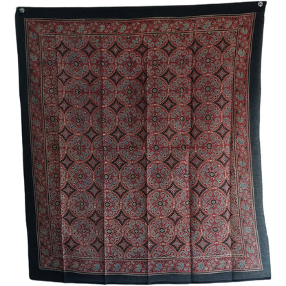 Ajrakh Hand Block Print Maroon Color Cotton Scarf | Traditional Geometric Print | 120×105 cm