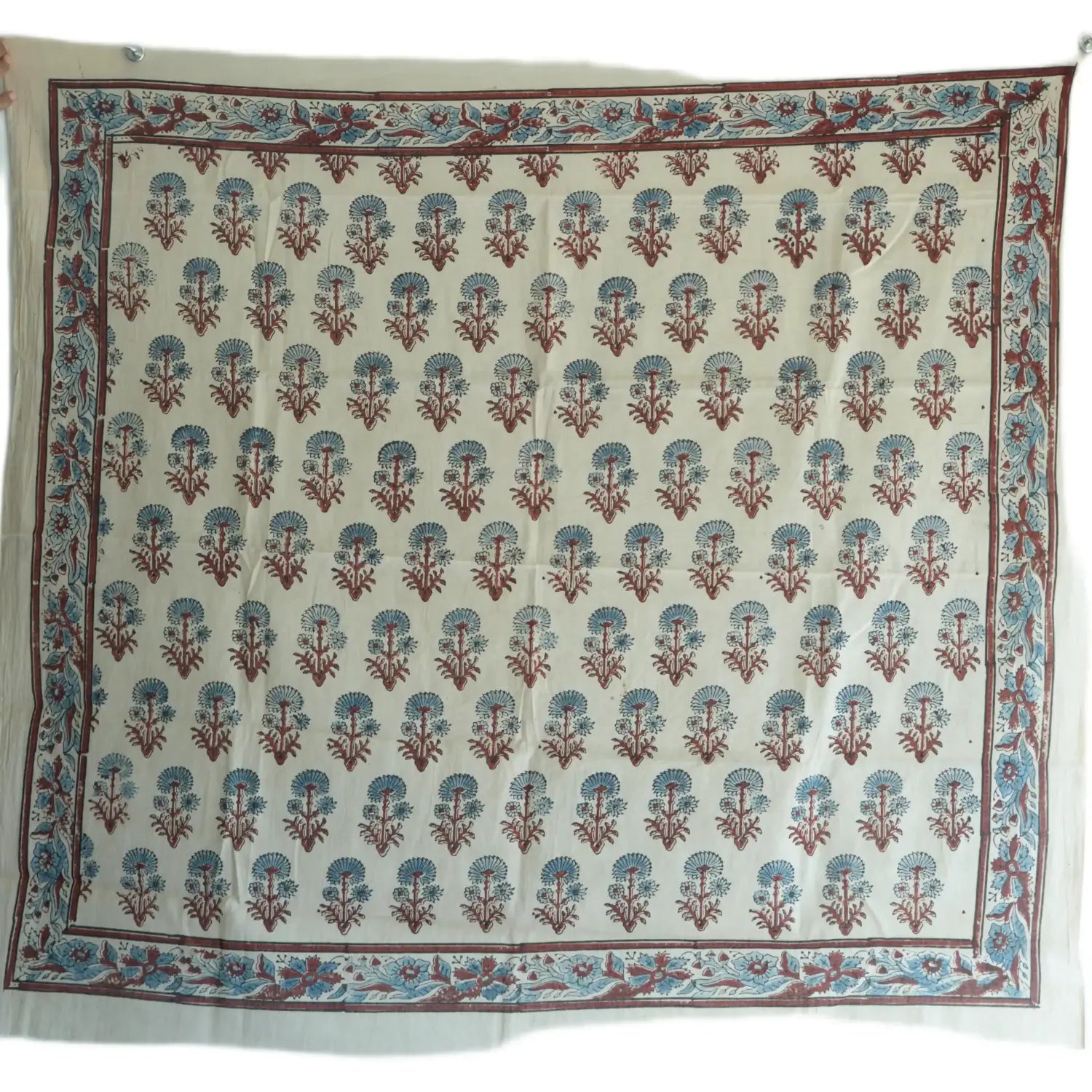 Ajrakh Hand Block Print Beige Color Cotton Scarf | Traditional Geometric Print | 120×105 cm