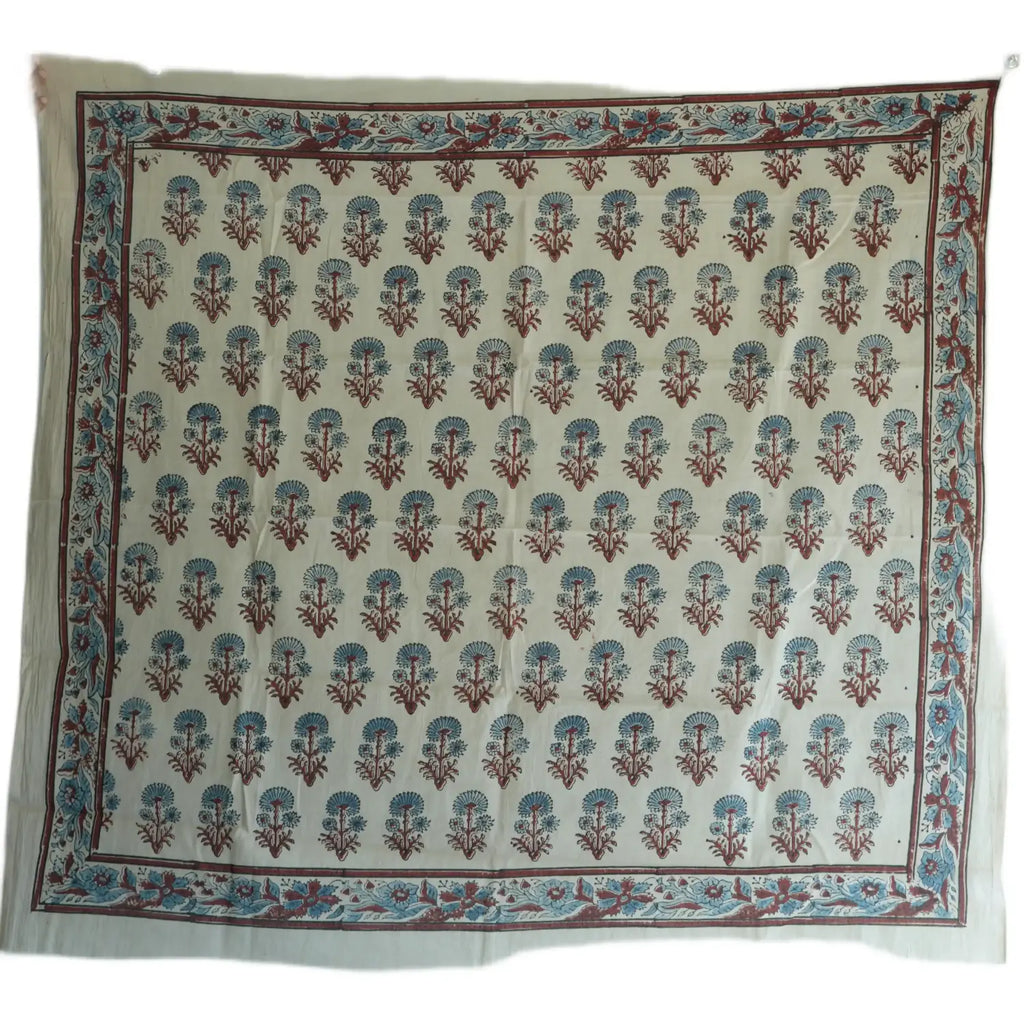 Ajrakh Hand Block Print Beige Color Cotton Scarf | Traditional Geometric Print | 120×105 cm