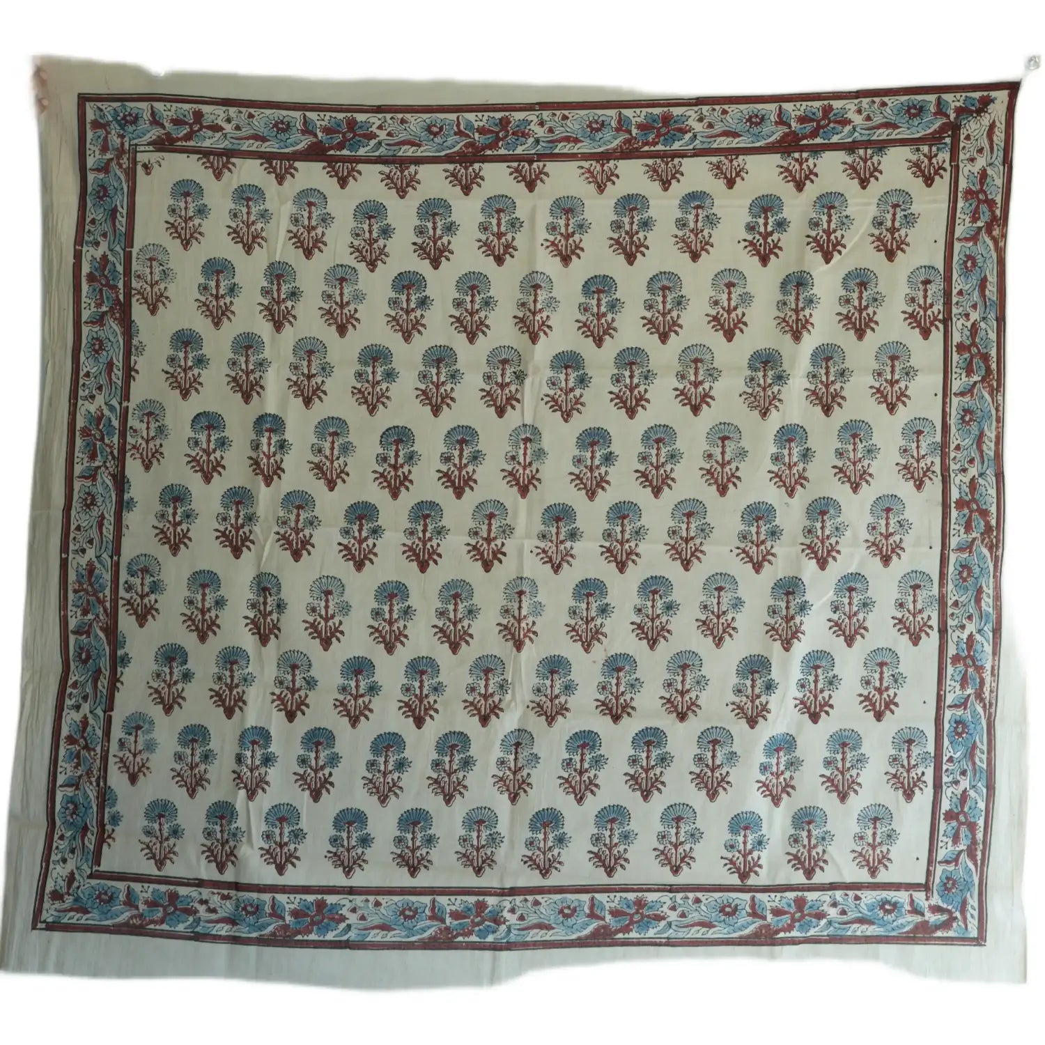 Ajrakh Hand Block Print Beige Color Cotton Scarf | Traditional Geometric Print | 120×105 cm