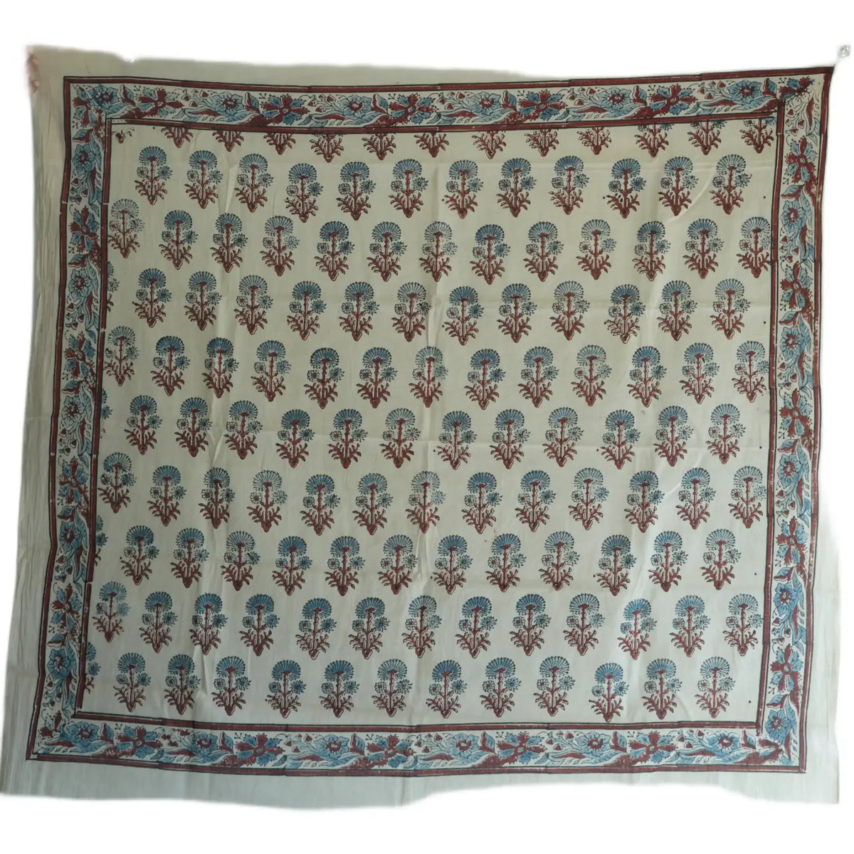 Ajrakh Hand Block Print Beige Color Cotton Scarf | Traditional Geometric Print | 120×105 cm