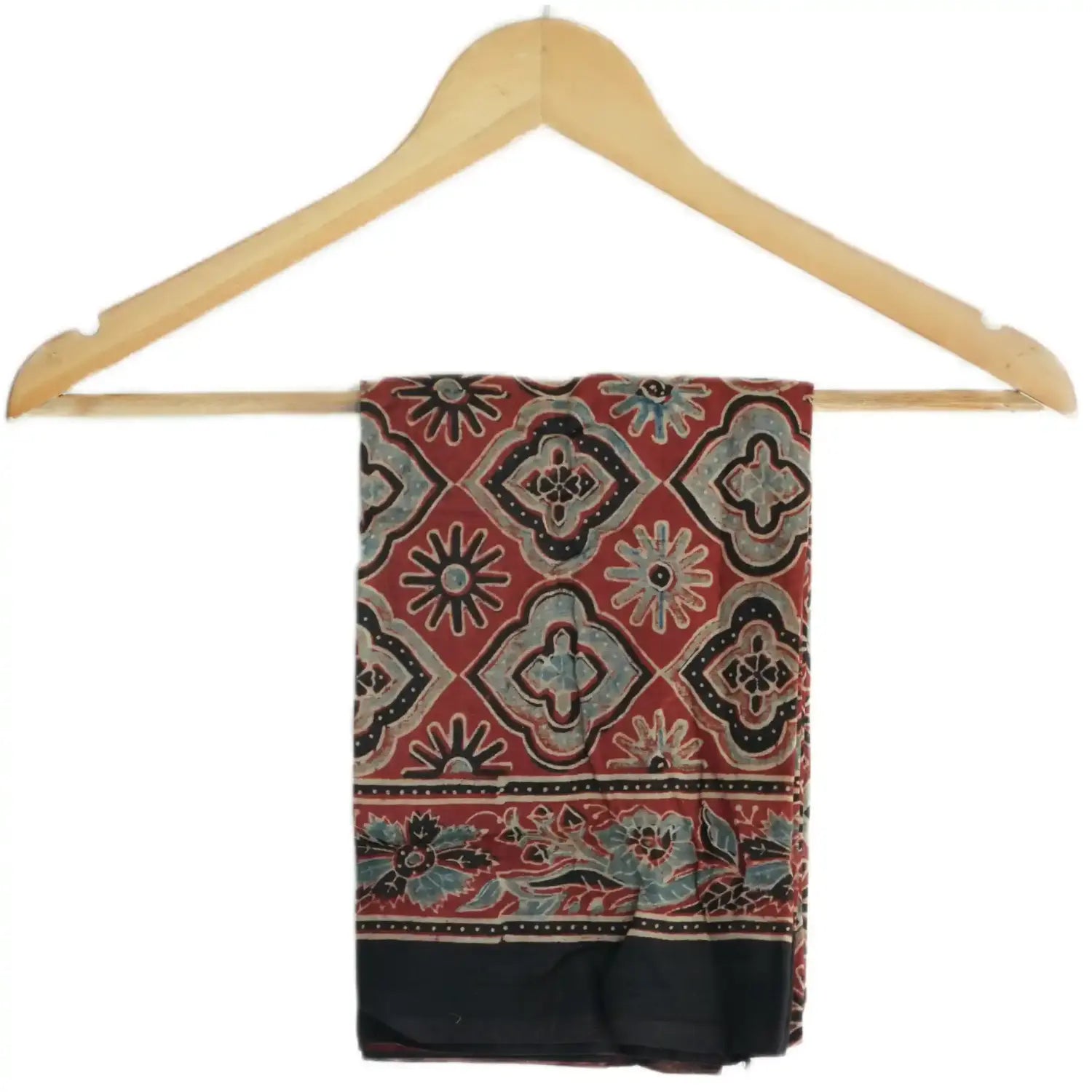 Ajrakh Hand Block Print Maroon Color Cotton Scarf | Traditional Geometric Print | 120×105 cm