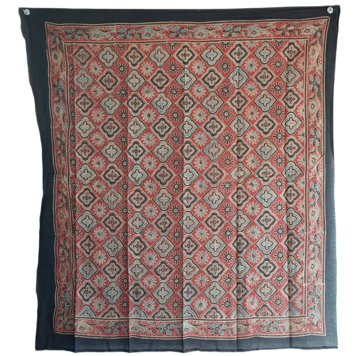 Ajrakh Hand Block Print Maroon Color Cotton Scarf | Traditional Geometric Print | 120×105 cm