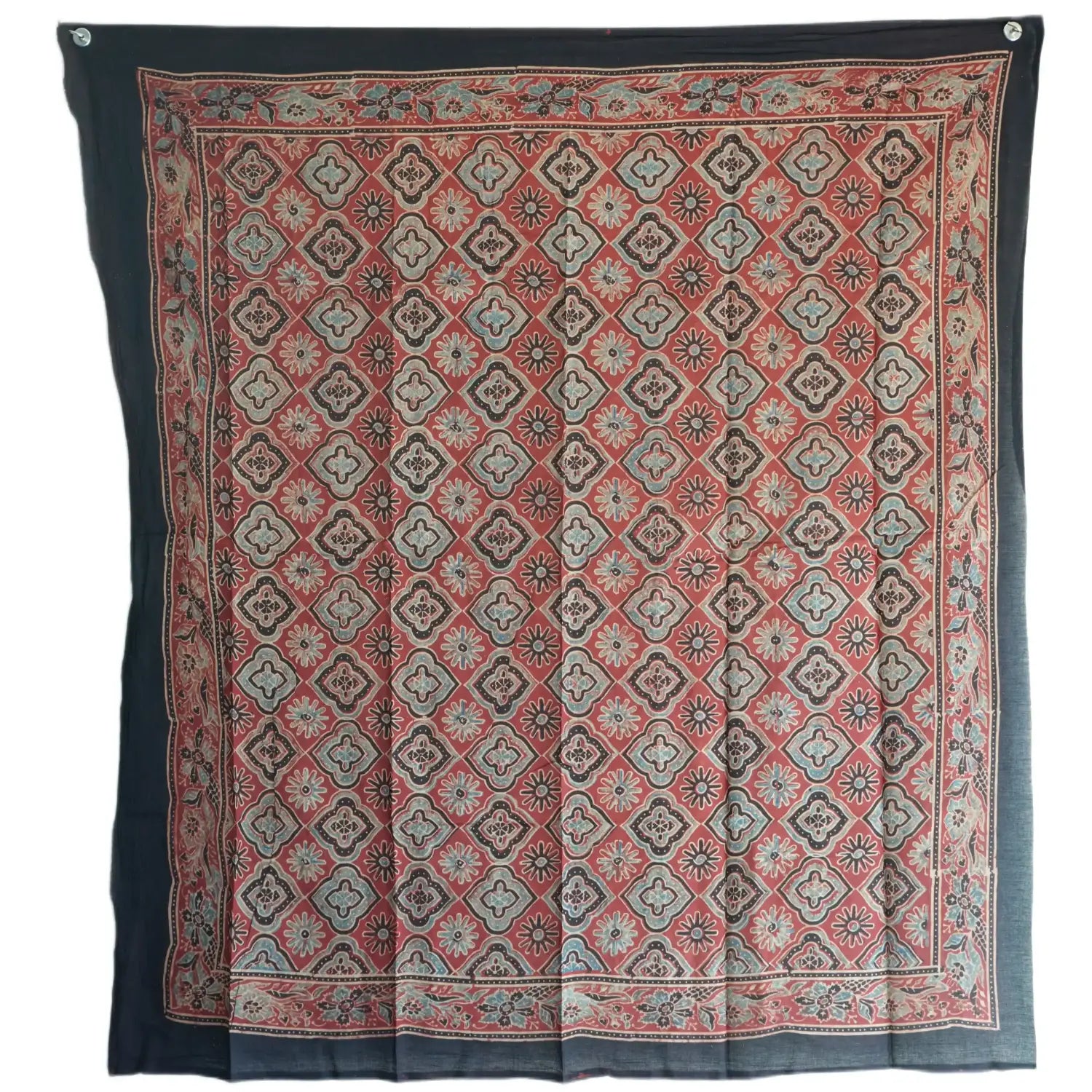 Ajrakh Hand Block Print Maroon Color Cotton Scarf | Traditional Geometric Print | 120×105 cm