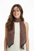 Ajrakh Hand Block Print Maroon Color Cotton Scarf | Traditional Geometric Print | 120×105 cm