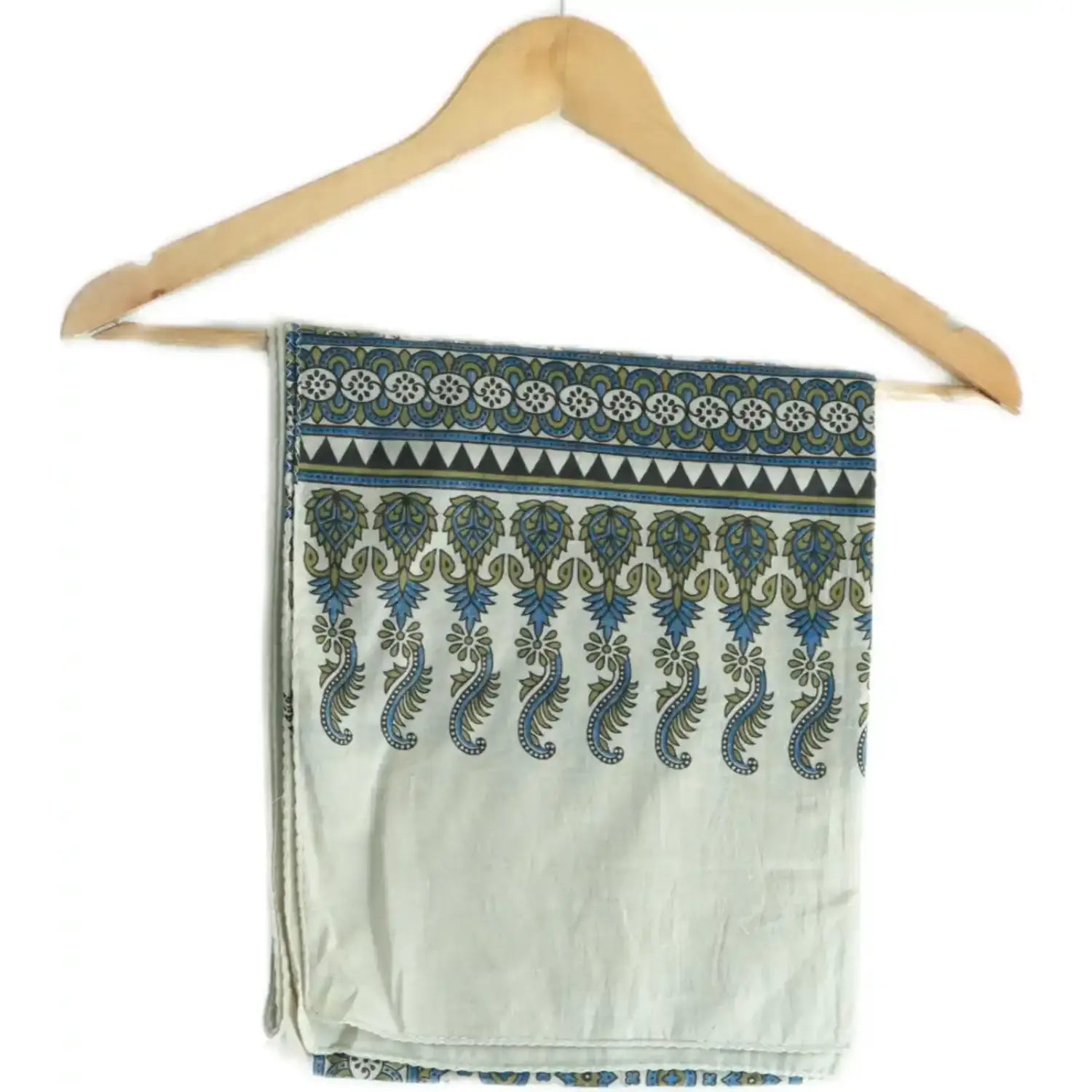 Ajrakh Hand Block Print Grey Color Cotton Stole | Traditional Geometric Print | L210 X W55 cm