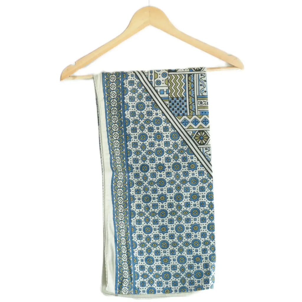 Ajrakh Hand Block Print Grey Color Cotton Stole | Traditional Geometric Print | L210 X W55 cm