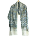 Ajrakh Hand Block Print Grey Color Cotton Stole | Traditional Geometric Print | L210 X W55 cm