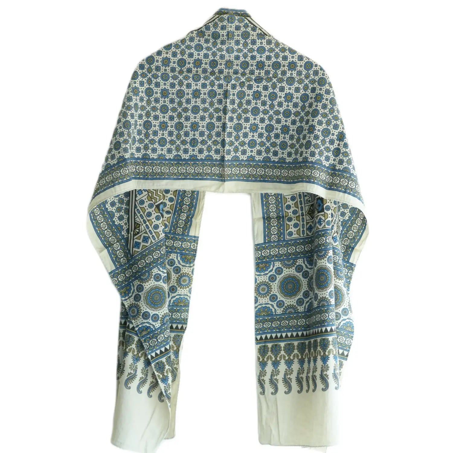 Ajrakh Hand Block Print Grey Color Cotton Stole | Traditional Geometric Print | L210 X W55 cm