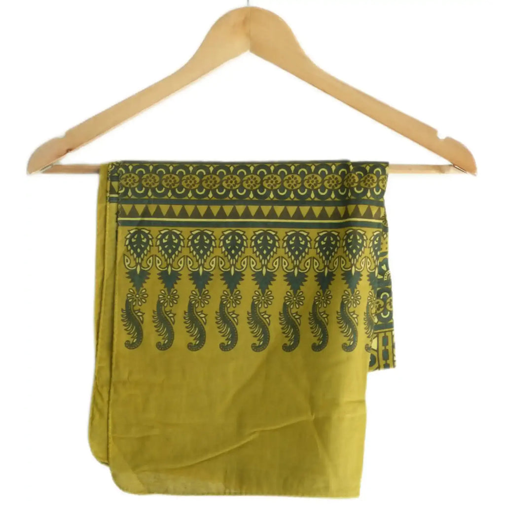 Ajrakh Hand Block Print Green Color Cotton Stole | Traditional Geometric Print | L210 X W55 cm
