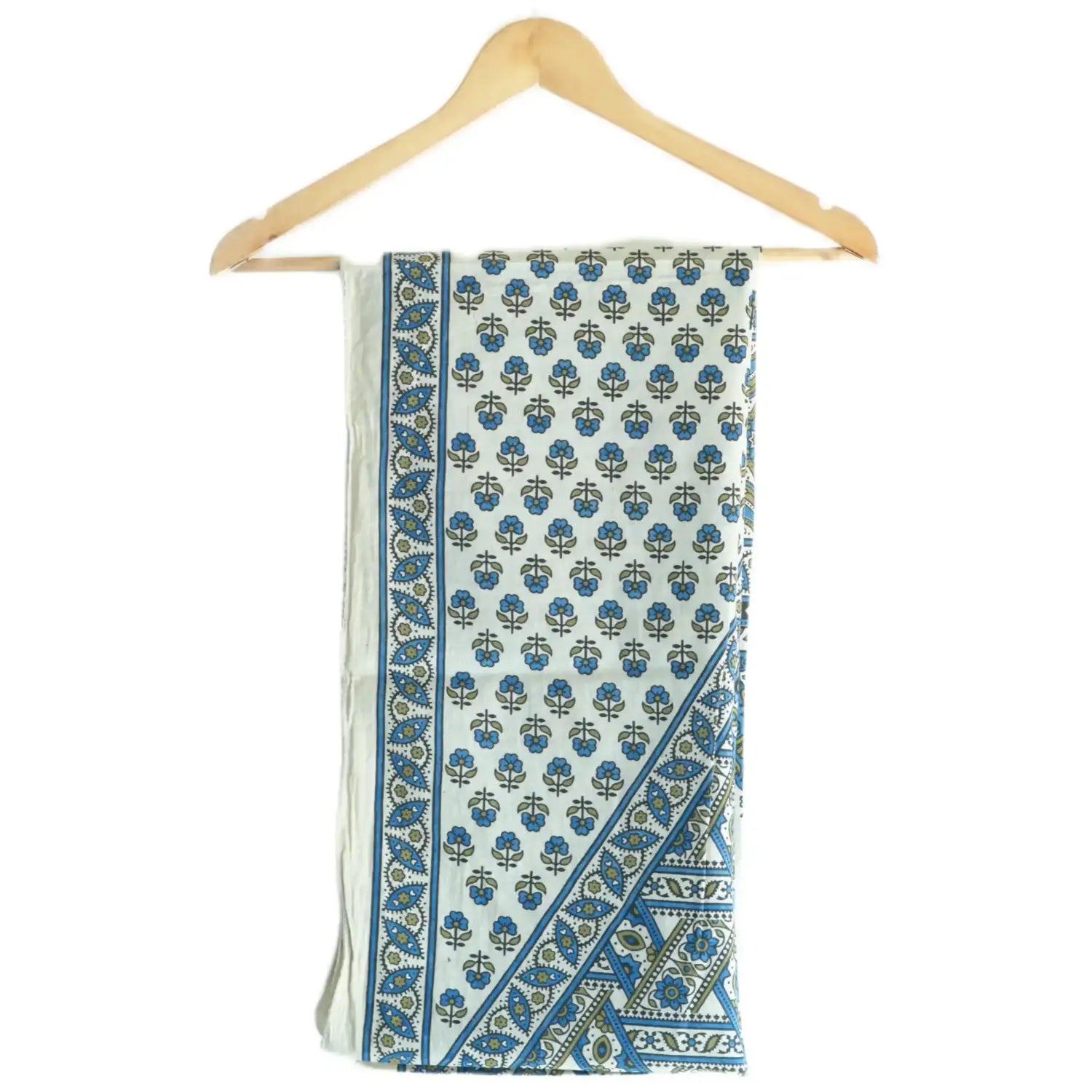 Ajrakh Hand Block Print Grey Color Cotton Stole | Traditional Geometric Print | L210 X W55 cm