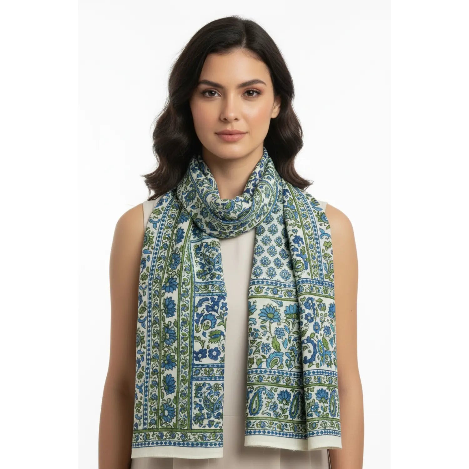 Ajrakh Hand Block Print Grey Color Cotton Stole | Traditional Geometric Print | L210 X W55 cm
