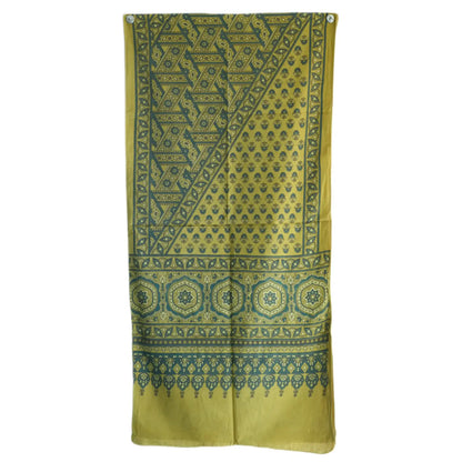 Ajrakh Hand Block Print Mustard Yellow Color Cotton Stole | Traditional Geometric Print | L210 X W55 cm