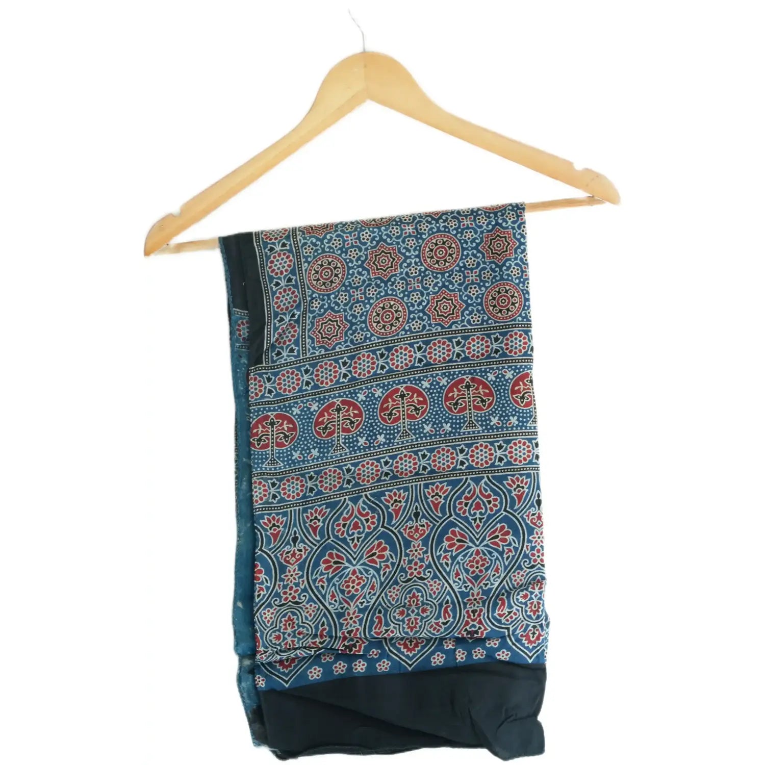Ajrakh Hand Block Print Blue Color viscose Stole | Traditional Geometric Print | L210 X W55 cm