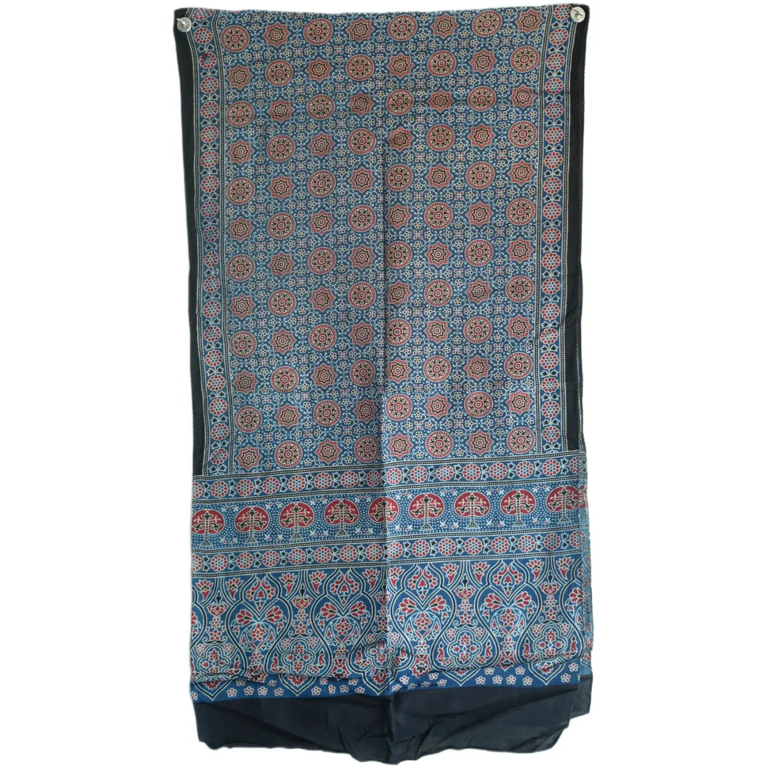 Ajrakh Hand Block Print Blue Color viscose Stole | Traditional Geometric Print | L210 X W55 cm