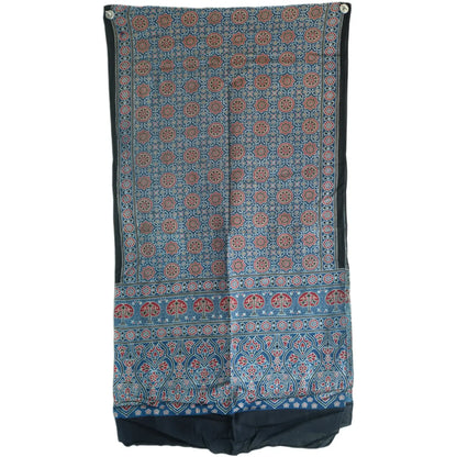 Ajrakh Hand Block Print Blue Color viscose Stole | Traditional Geometric Print | L210 X W55 cm