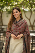 Ajrakh Hand Block Print Red Color Viscose Stole | Traditional Geometric Print | L220 X W55 cm