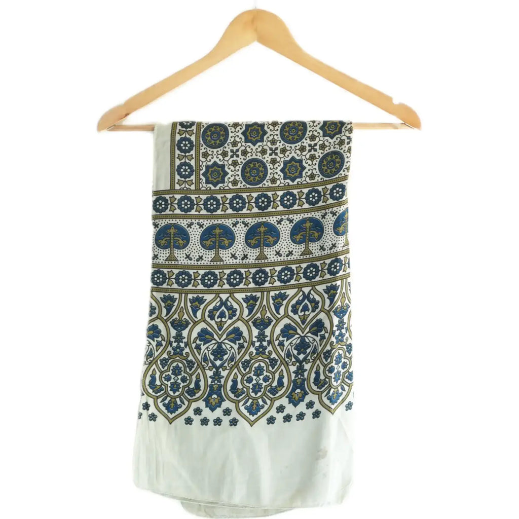 Ajrakh Hand Block Print Grey Color Viscose Stole | Traditional Geometric Print | L220 X W55 cm