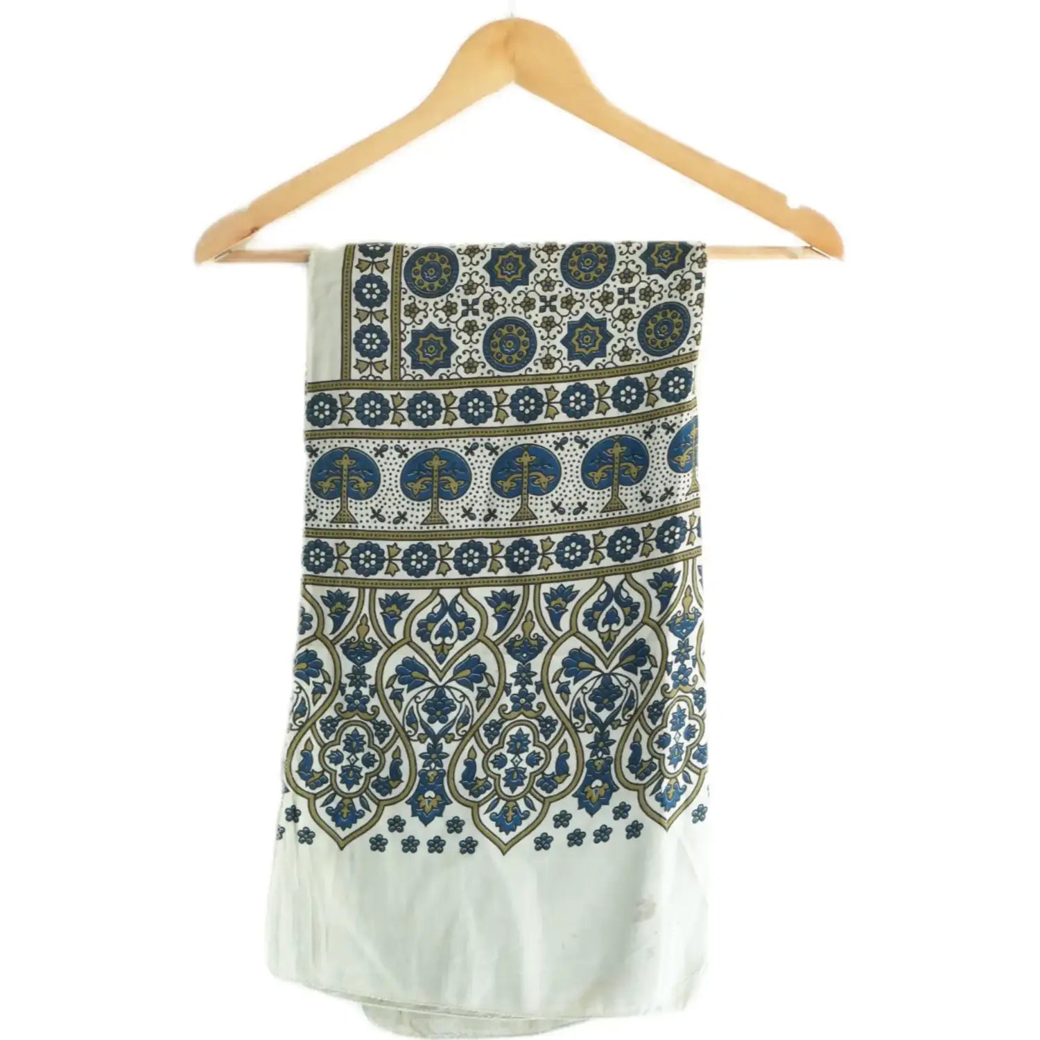 Ajrakh Hand Block Print Grey Color Viscose Stole | Traditional Geometric Print | L220 X W55 cm