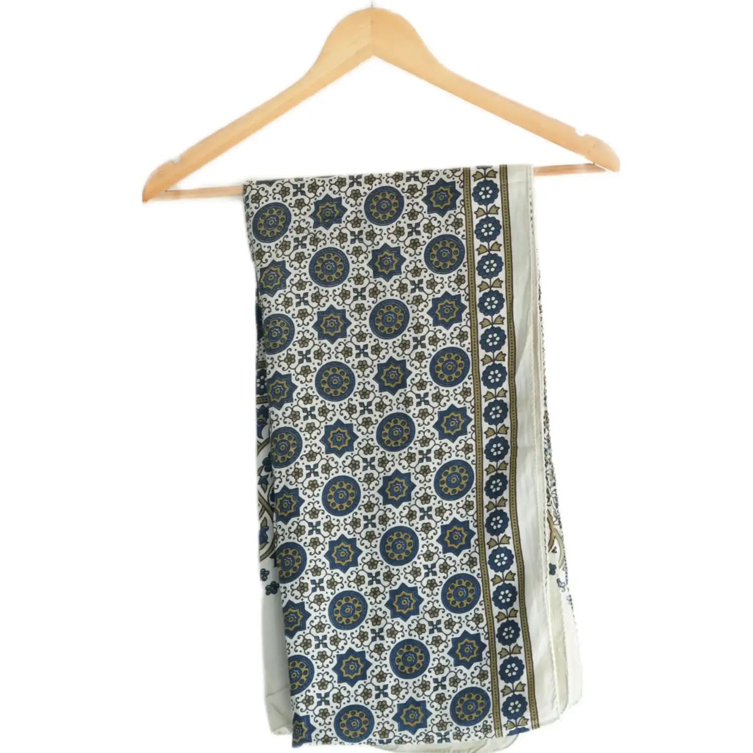 Ajrakh Hand Block Print Grey Color Viscose Stole | Traditional Geometric Print | L220 X W55 cm