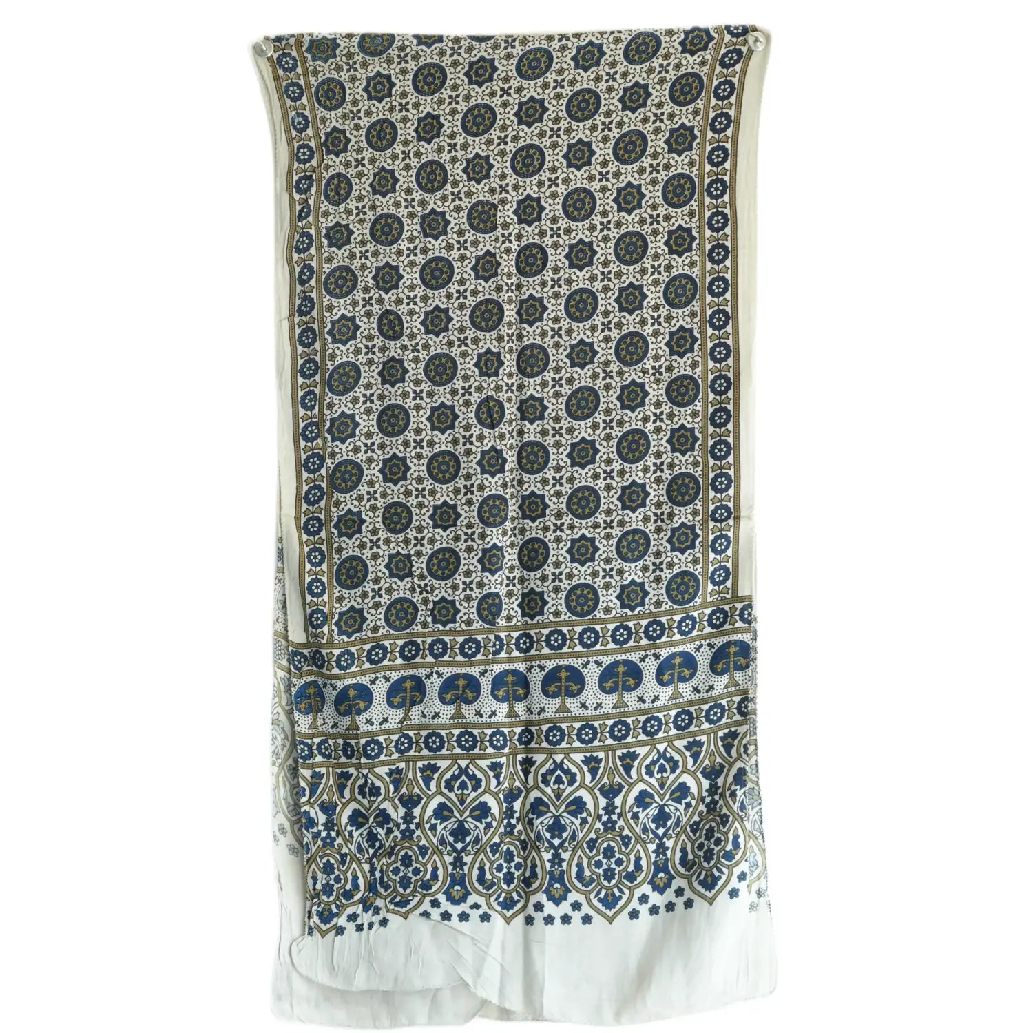 Ajrakh Hand Block Print Grey Color Viscose Stole | Traditional Geometric Print | L220 X W55 cm