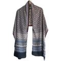 Ajrakh Hand Block Print Grey Color Viscose Stole | Traditional Geometric Print | L220 X W55 cm