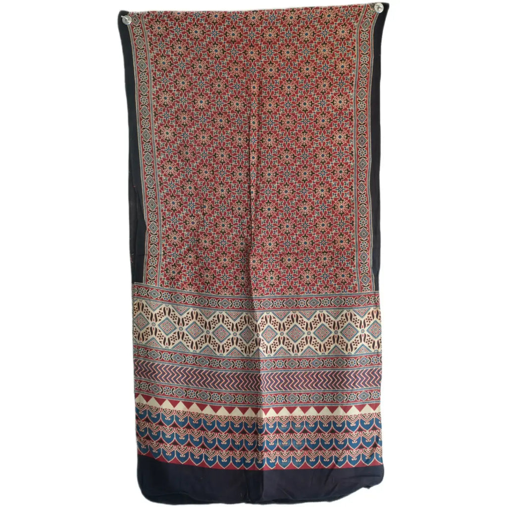 Ajrakh Hand Block Print Red Color Viscose Stole | Traditional Geometric Print | L220 X W55 cm
