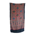 Ajrakh Hand Block Printed Modal Silk Stole – Maroon And Black Floral, 210x55cm
