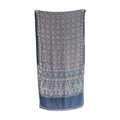Ajrakh Hand Block Printed Modal Silk Stole – Navy blue Floral, 210x55cm