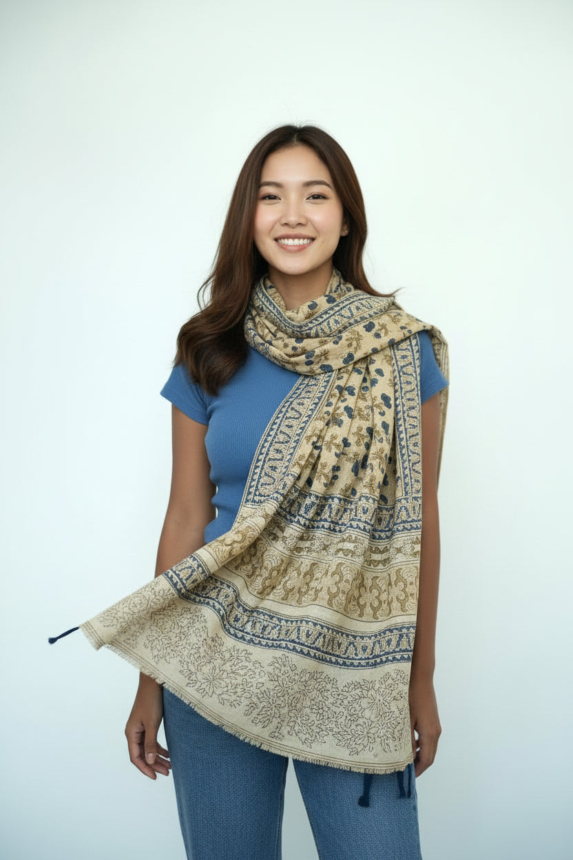 Hand Block Printed Kalamkari Cotton stole