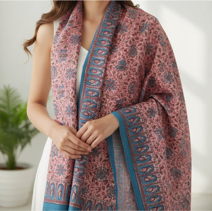 Hand Block Printed Kalamkari Cotton dupatta