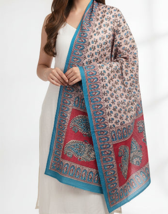 Hand Block Printed Kalamkari Cotton dupatta