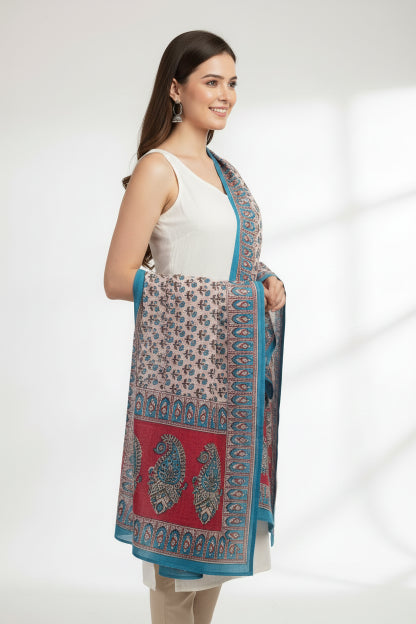 Hand Block Printed Kalamkari Cotton dupatta