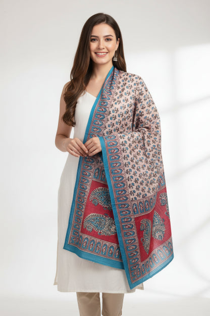 Hand Block Printed Kalamkari Cotton dupatta
