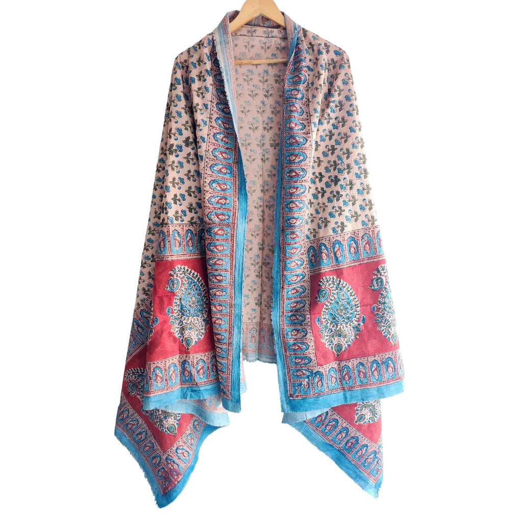 Hand Block Printed Kalamkari Cotton dupatta