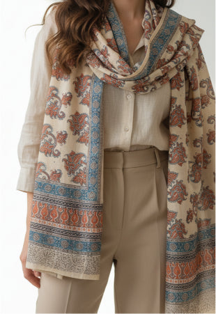 Hand Block Printed Kalamkari Cotton dupatta