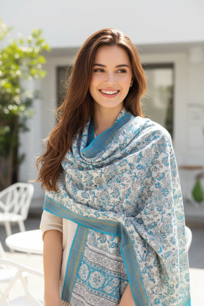 Hand Block Printed Kalamkari Cotton dupatta
