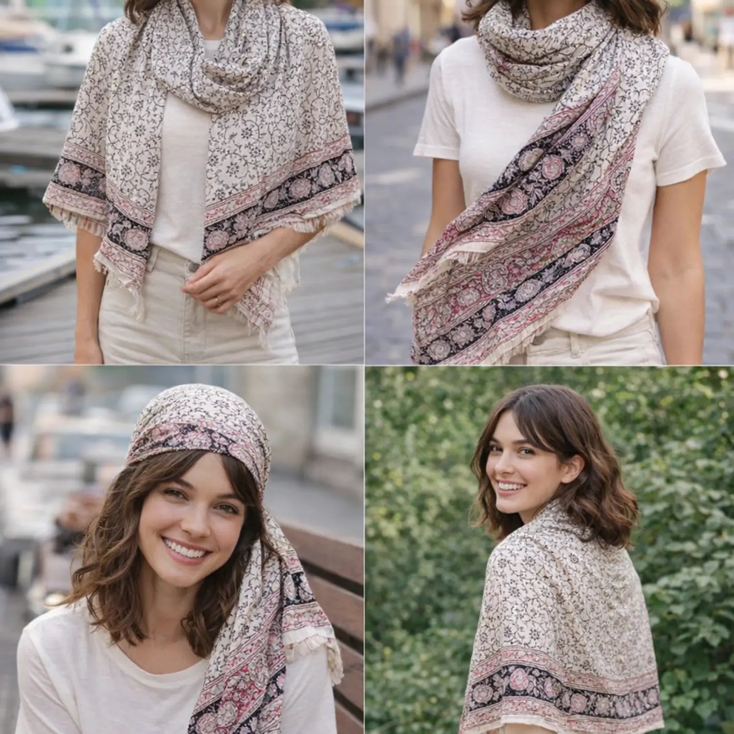 Hand Block Printed Kalamkari Cotton stole